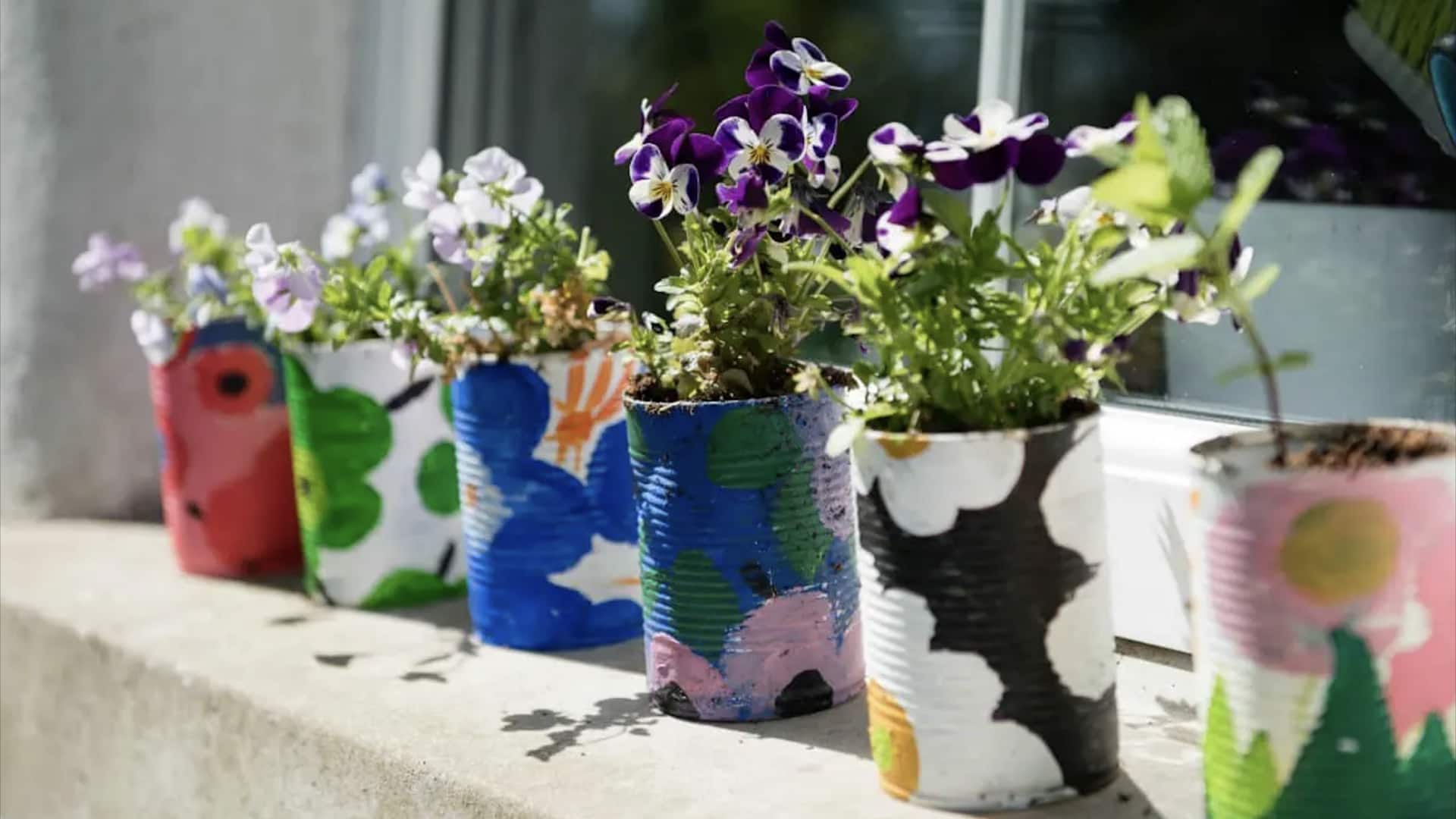 รีไซเคิลกระป๋องดีบุก เป็นกระถางสวนสุดคุ้ม