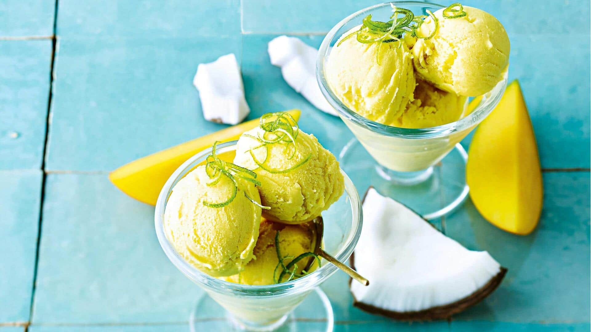 ซอร์เบต์มะพร้าวมะม่วง: ขนมหวานสดชื่นไร้นม ซอร์เบต์มะพร้าวมะม่วง: ขนมหวานสดชื่นไร้นม