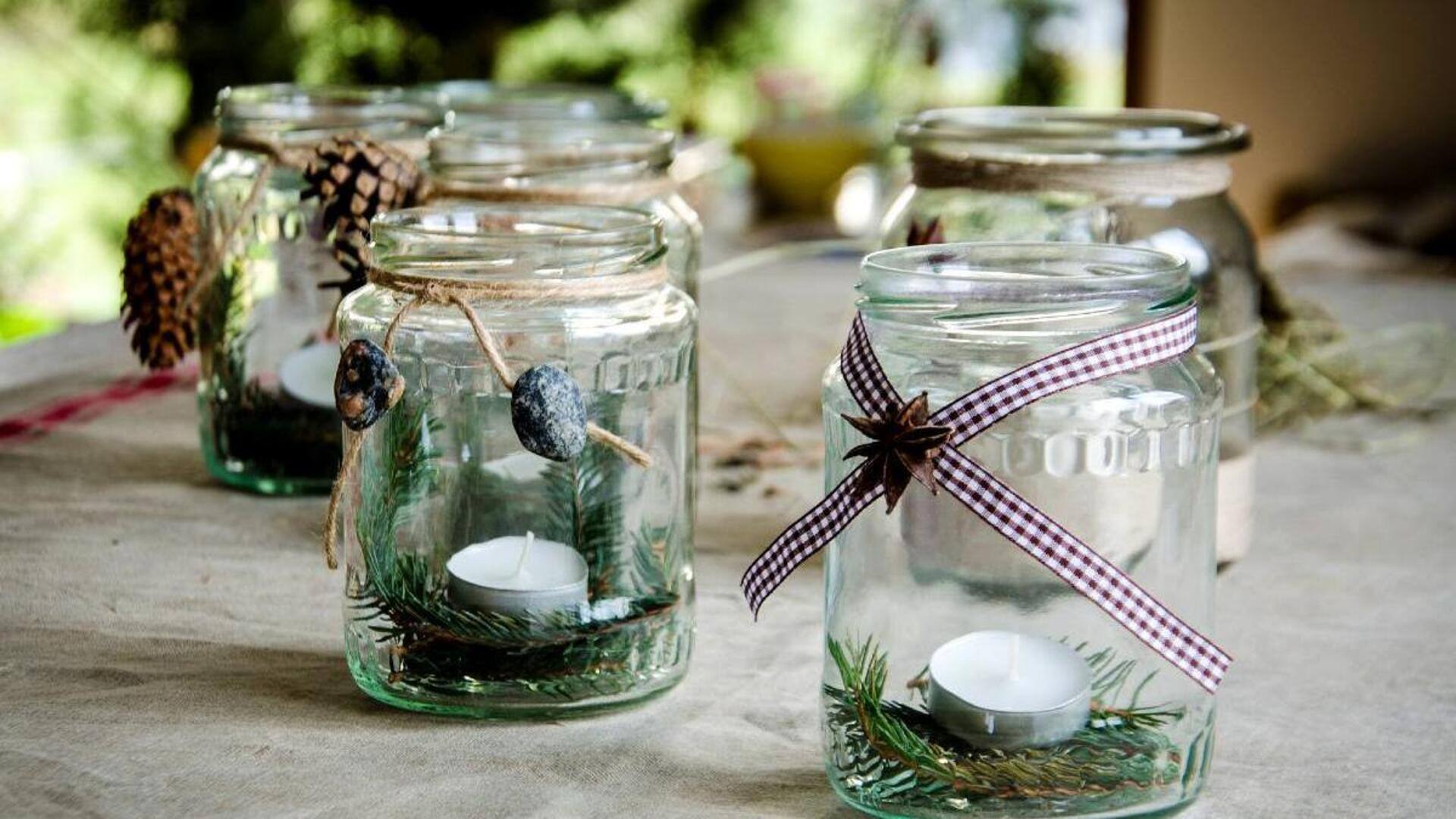 DIY โหลเก่าเป็นที่ใส่เทียนสุดชิค