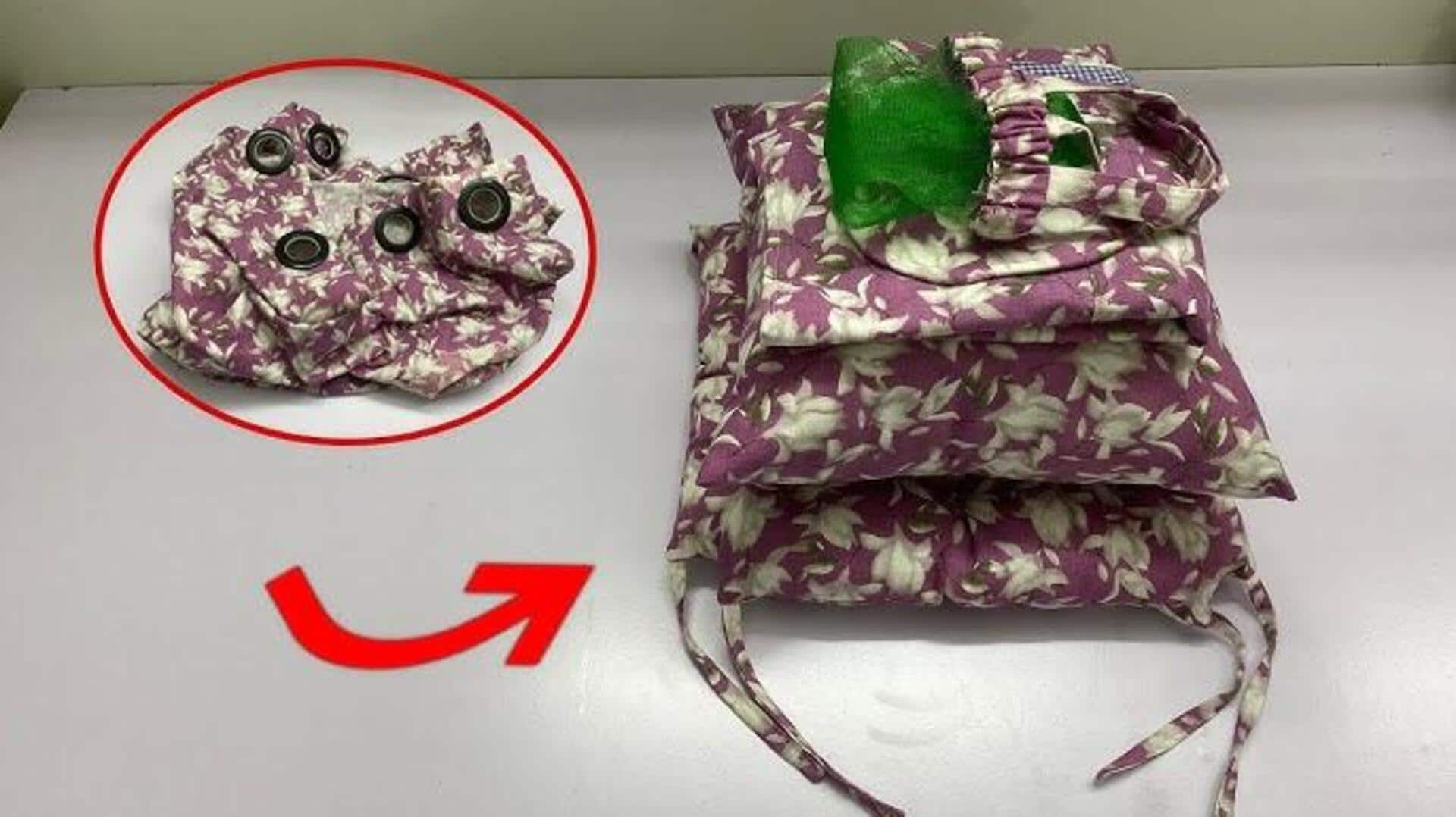 เปลี่ยนผ้าม่านเก่าเป็นผ้าม่านใหม่ด้วยเศษผ้า