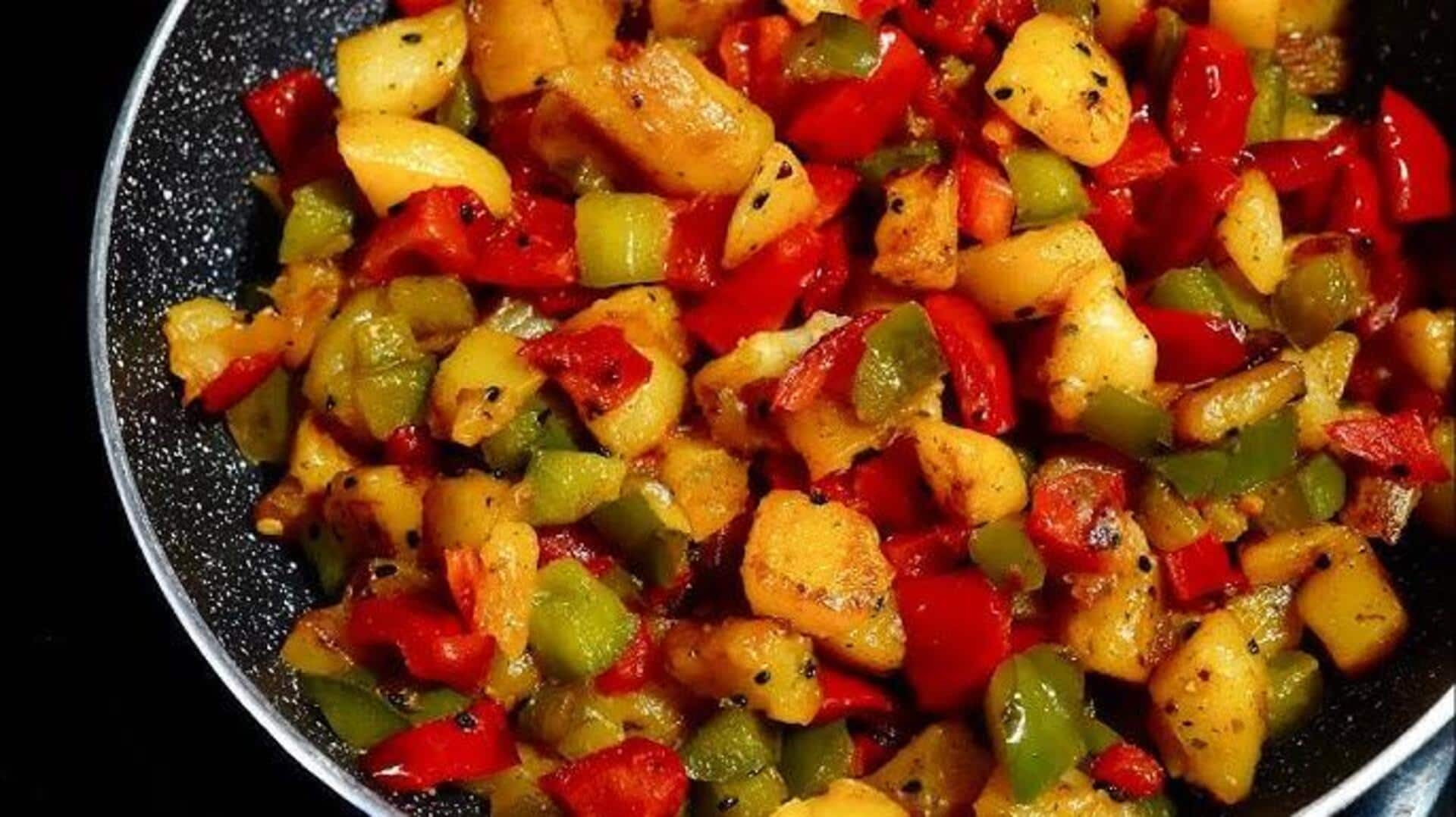 ผัดมันฝรั่งพริกหวานรสยี่หร่า: เมนูมังสวิรัติหอมเครื่องเทศ