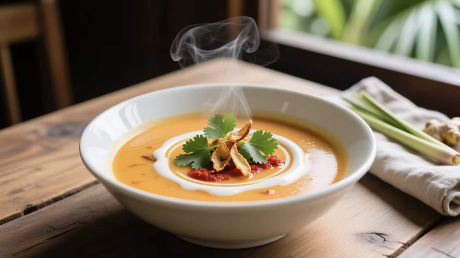 ซุปมันเทศหอมใบมะกรูด เมนูอุ่นใจเพื่อสุขภาพ