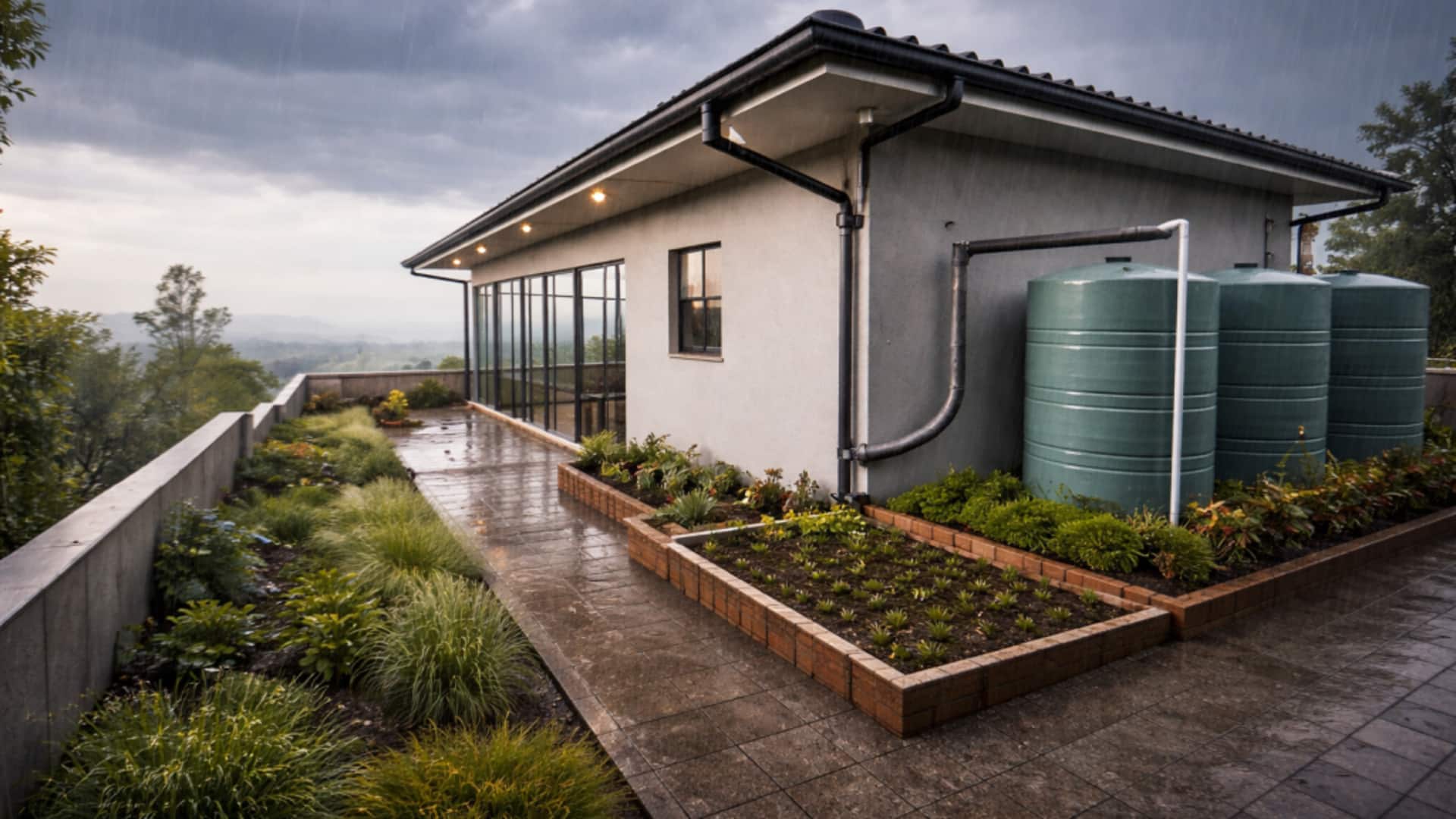 วิธีประหยัดในการเก็บน้ำฝนสำหรับบ้านขนาดเล็ก