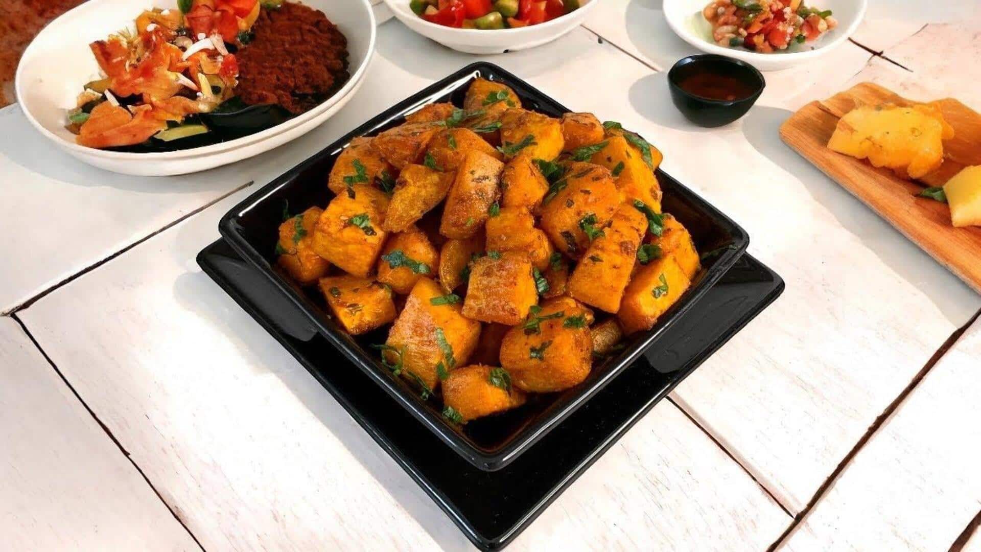 ขนมครกมันเทศเผ็ด สูตรง่ายด้วยเครื่องปรุงพื้นฐาน