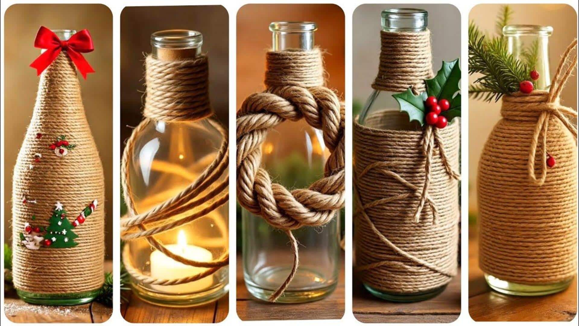 แปลงขวดแก้วเก่า เป็นที่ใส่เทียนสุดชิค ด้วยเชือกป่าน