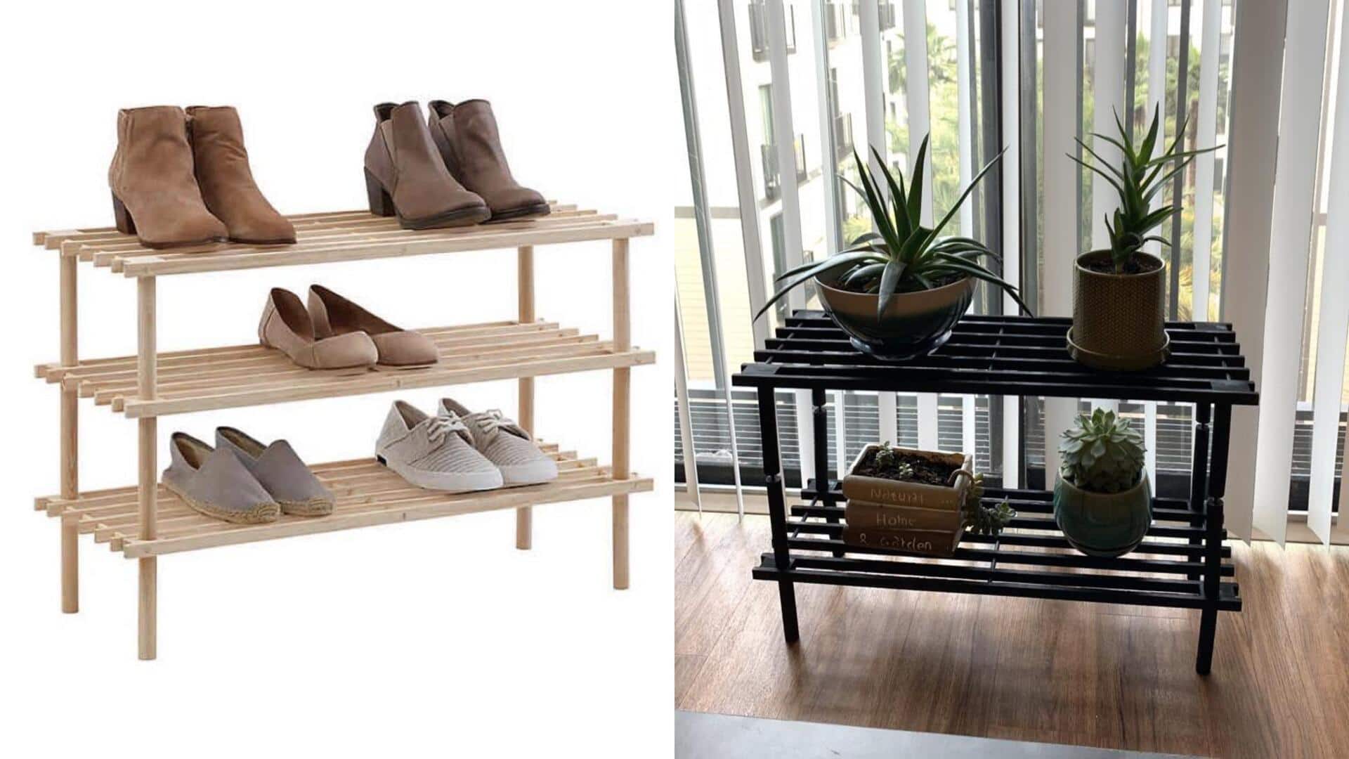 DIY ชั้นวางรองเท้าเก่า เป็นกระถางต้นไม้สุดประหยัด DIY ชั้นวางรองเท้าเก่า เป็นกระถางต้นไม้สุดประหยัด