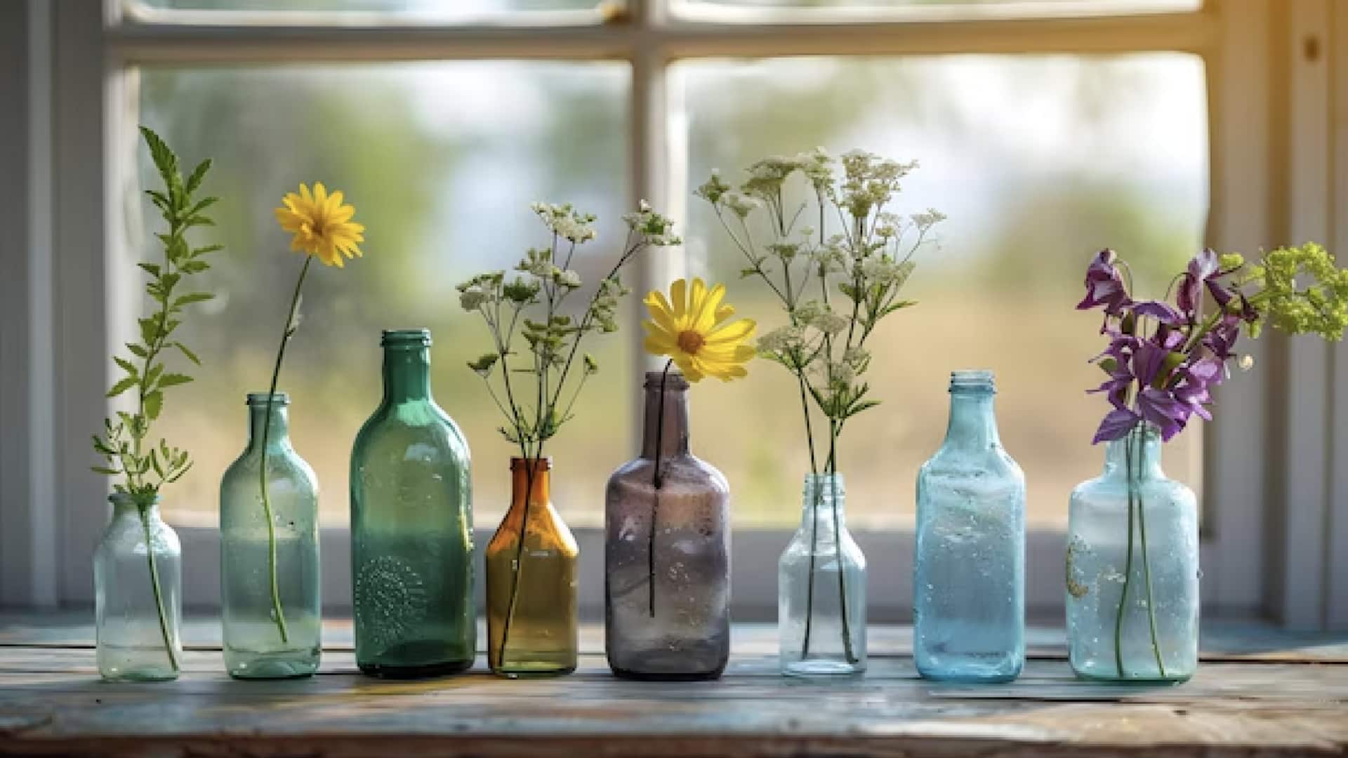 รีไซเคิลขวดแก้วเก่า สร้างแจกันดอกไม้สวยเก๋