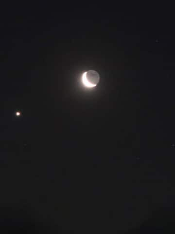 Conjunction between Jupiter-Venus-Moon